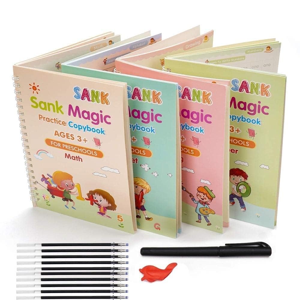 Sank Magic Practice Copybook, (4 BOOK +1 PEN + 10 REFILL)