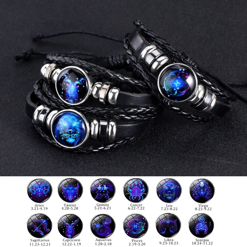 🎉Zodiac Constellations Luminous Starry Sky Punk Style Bracelet for All ⭐🌙