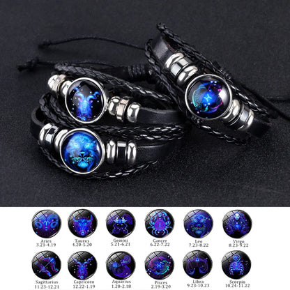 🎉Zodiac Constellations Luminous Starry Sky Punk Style Bracelet for All ⭐🌙