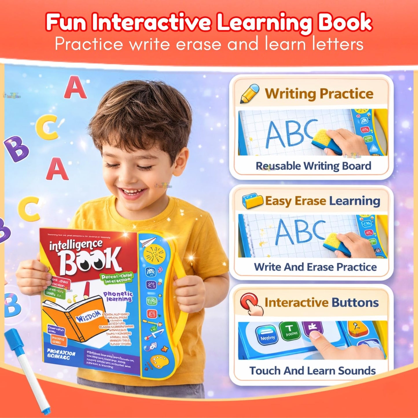 Toy Imagine Interactive Sound Book for Kids with Marker