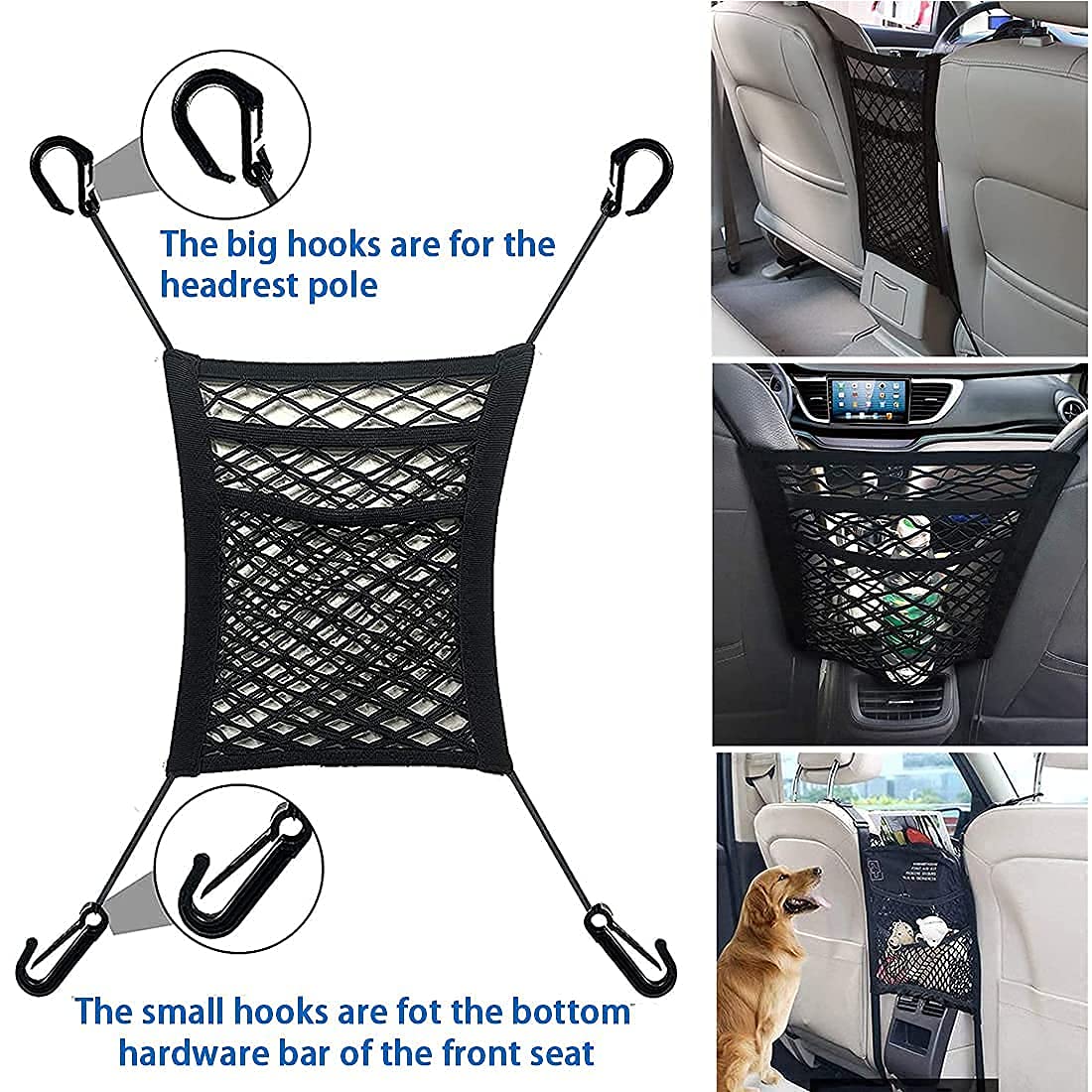 Lustre 3-Layer Car Mesh Organizer Driver Storage Netting Pouch 💥