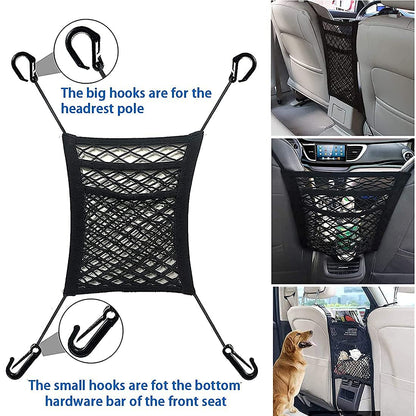 Lustre 3-Layer Car Mesh Organizer Driver Storage Netting Pouch 💥